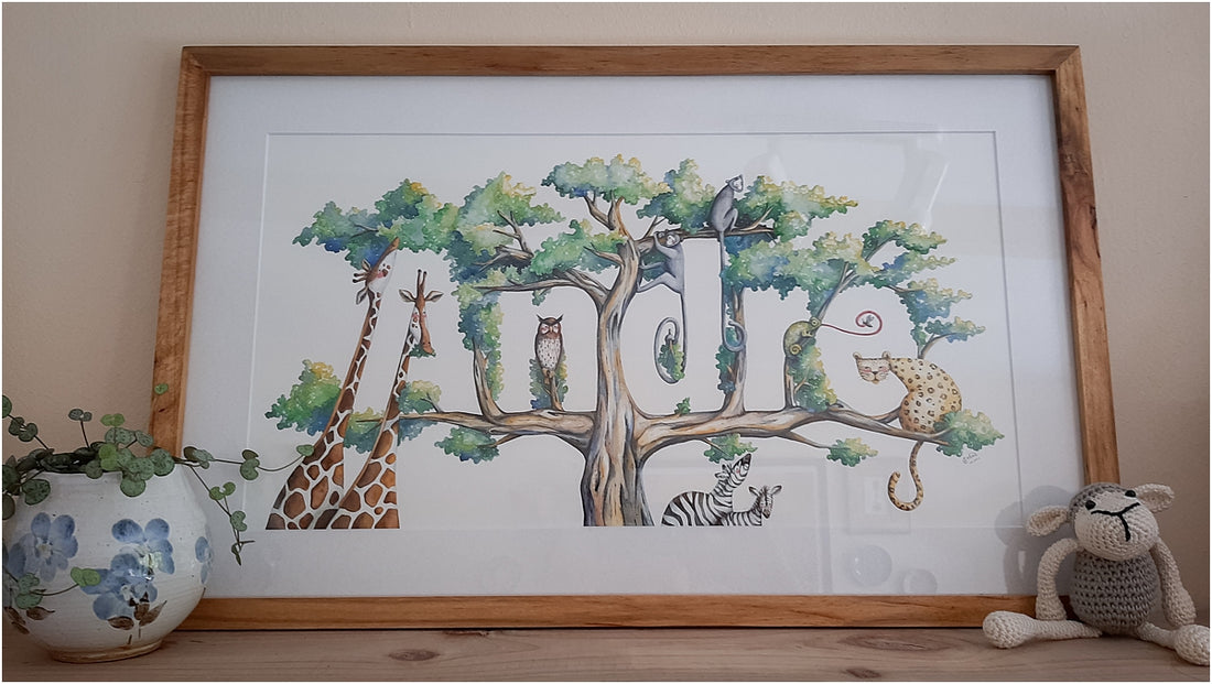 Hand-painted baby name: Hello André!