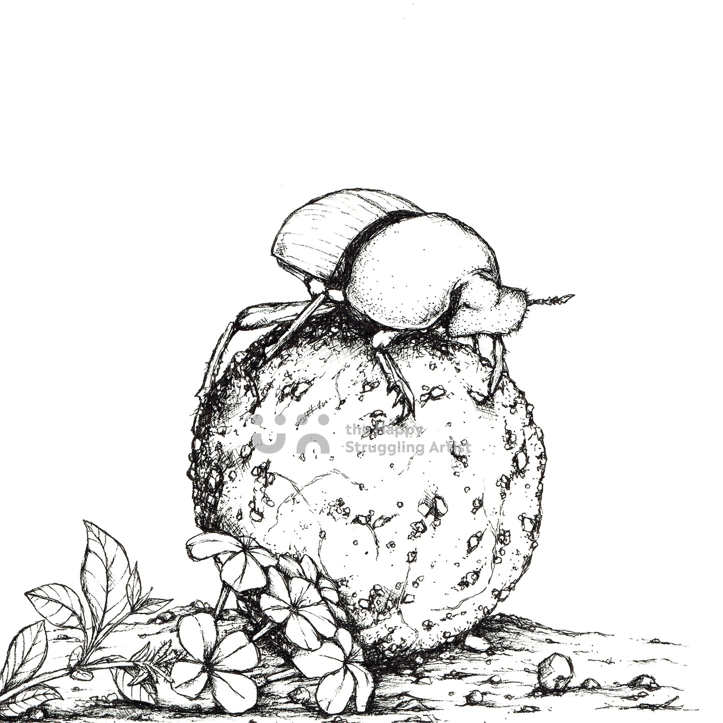 Monochrome Dung Beetle Downloadable Wall Art