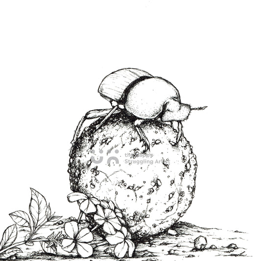 Monochrome Dung Beetle Downloadable Wall Art