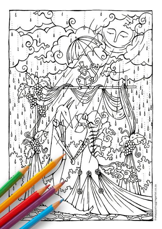 Jakkals Trou met "Wolf" se Vrou Colouring Page (Advanced)