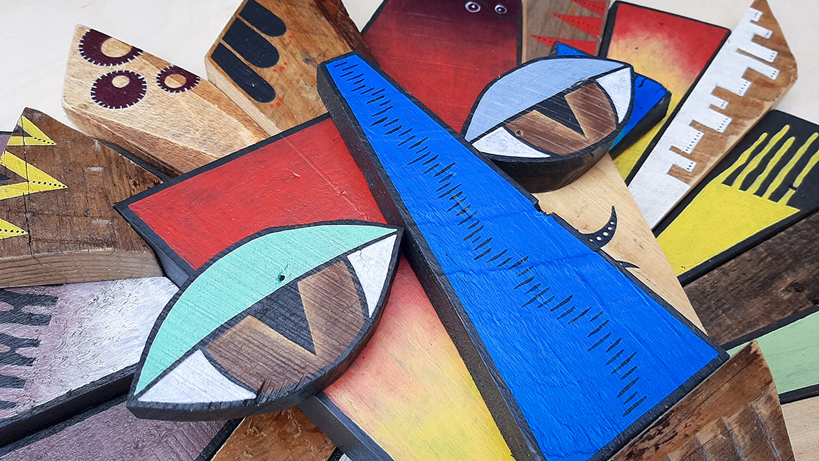 lion hand-made wooden mask the happy struggling artist