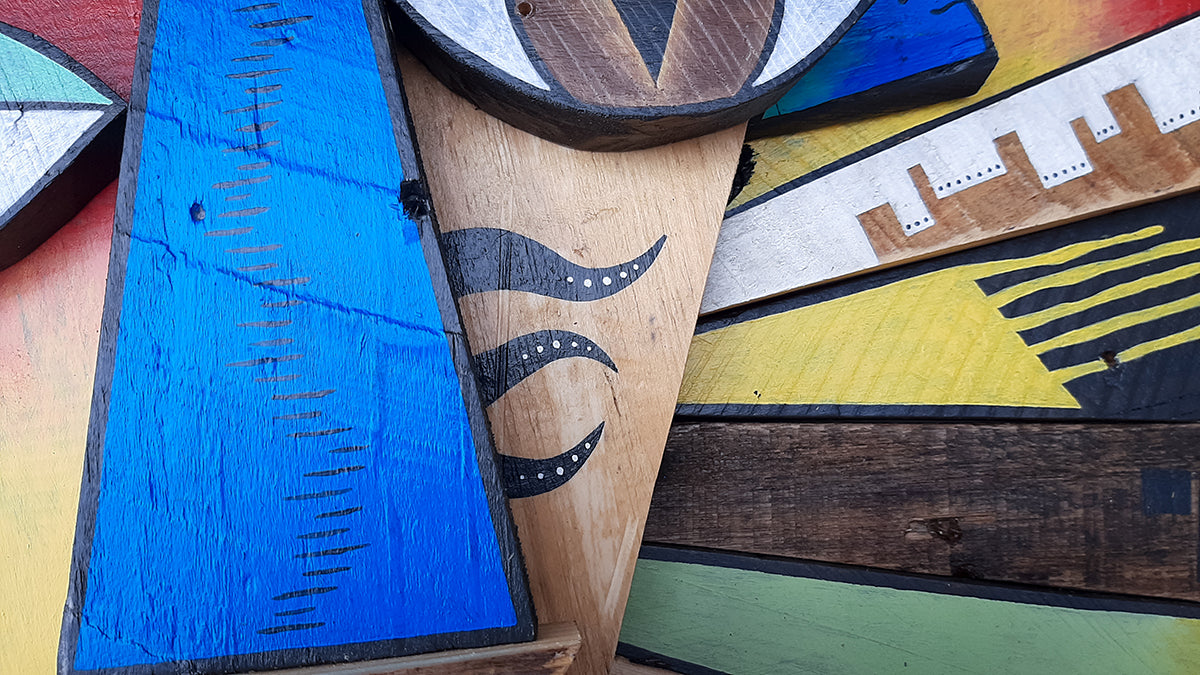 lion hand-made wooden mask the happy struggling artist