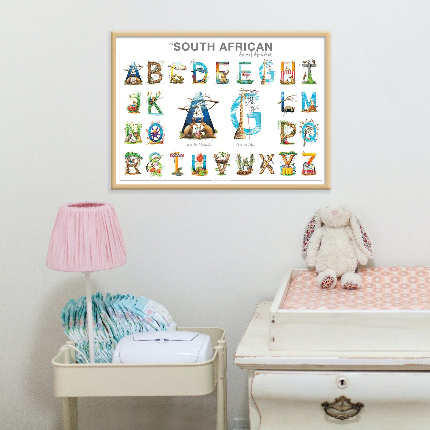 Personalised TWIN Animal Alphabet Poster