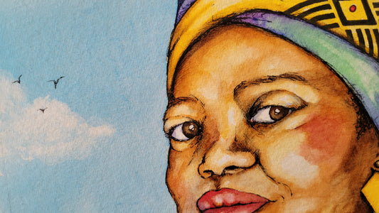 portrait of a woman by the happy struggling artist