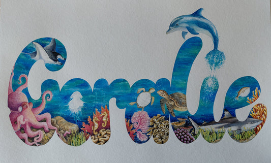 Under the sea with Coralie: A hand-painted baby name