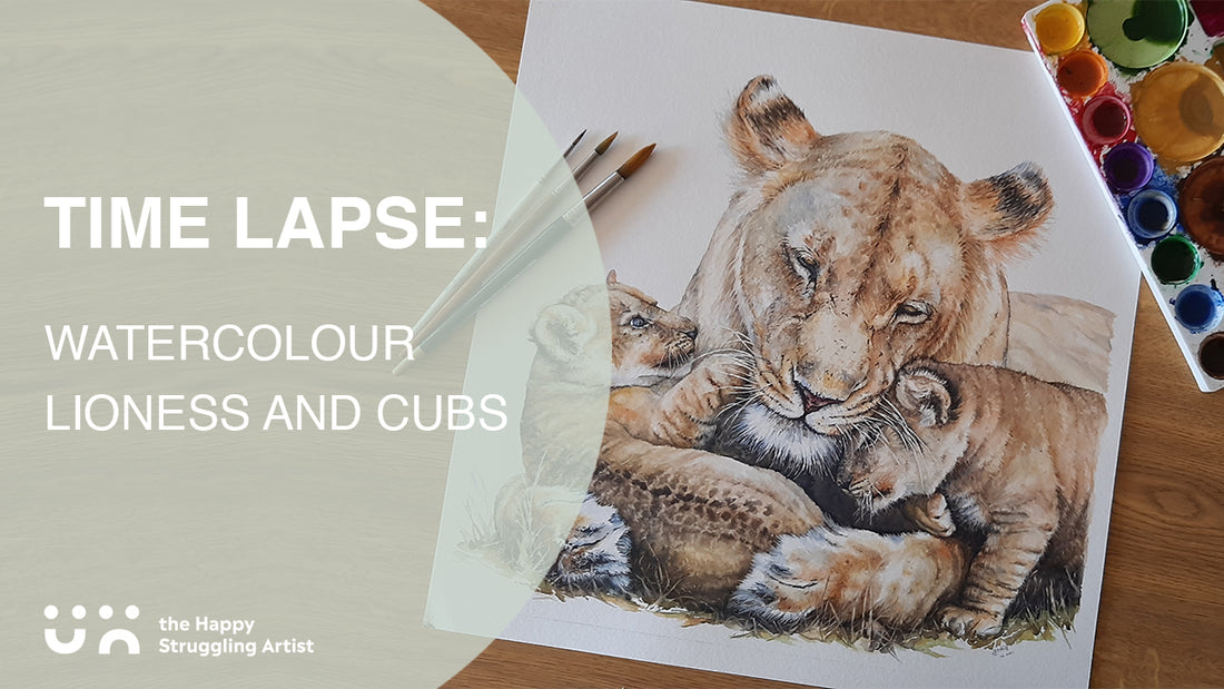 "Mother's Pride": Awesome time-lapse of watercolour lion family