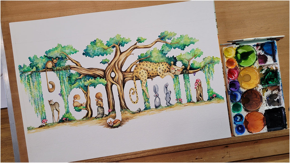 Introducing Benjamin, an original watercolour baby name