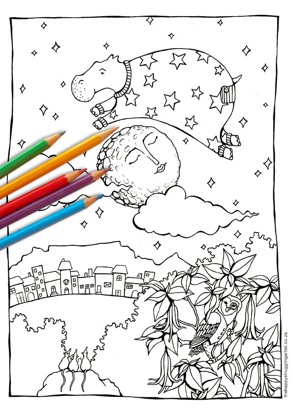 Sea Cow Jumped Over the Moon Colouring Page (Kiddies)