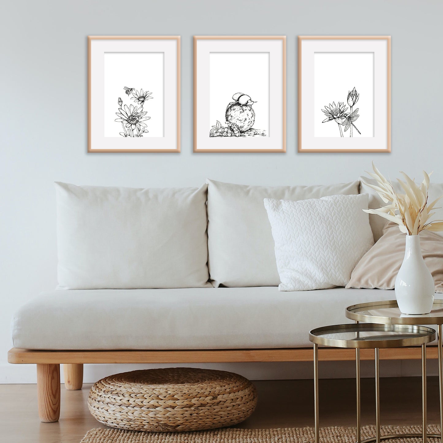 Monochrome Honey Bees Downloadable Wall Art