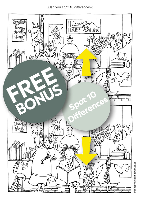 Hare Salon Colouring Page (Kiddies)
