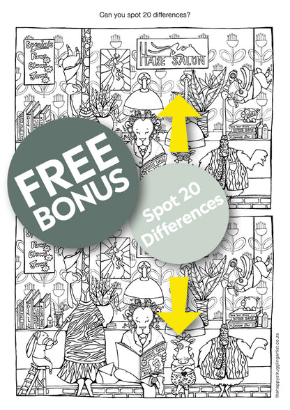 Hare Salon Colouring Page (Advanced)